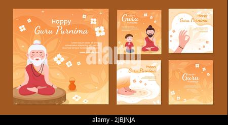 Guru Purnima von Indian Festival Post Template Social Media flache Cartoon Hintergrund Illustration Stock Vektor