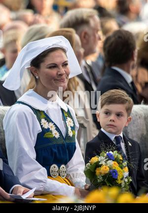 Kronprinzessin Victoria, Prinz Oscar bei der Verleihung des schwedischen Nationalfeiertags am 6. Juni 2022 in Stockholm, Schweden. Foto von Peter Grannby/Stella Pictures/ABACAPRESS.COM Stockfoto