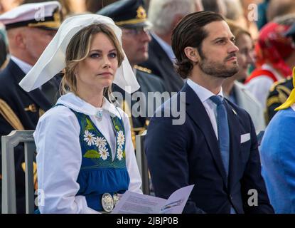 Prinz Carl Philip, Prinzessin Sofia, die am 6. Juni 2022 an der Schwedischen Nationalfeiertag in Stockholm, Schweden, teilnahm. Foto von Peter Grannby/Stella Pictures/ABACAPRESS.COM Stockfoto