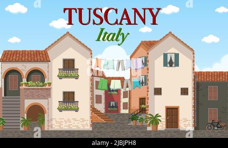 Tuscany Italy Landmark Logo Banner Illustration Stock Vektor