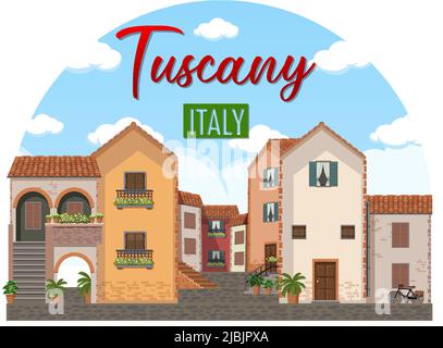 Tuscany Italy Landmark Logo Banner Illustration Stock Vektor