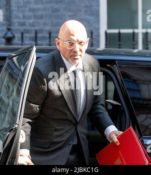 London, Großbritannien. 07.. Juni 2022. Nadhim Zahawi, Bildungsminister, trifft auf eine Kabinettssitzung in der Downing Street 10 in London ein. Kredit: Ian Davidson/Alamy Live Nachrichten Stockfoto