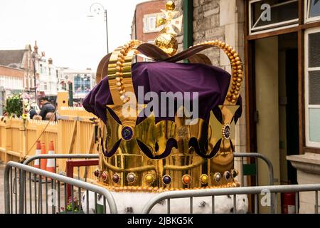 Queen's Platinum Jubilee Celebrations, Straßendekorationen, Moors Valley Railway und Swanage Railway Stockfoto