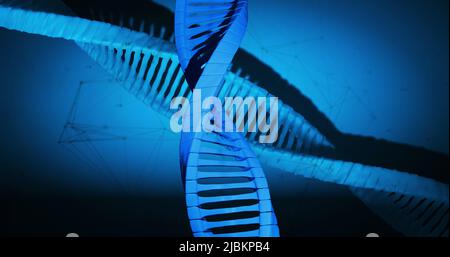 Abbildung des Makros der blauen 3D dna-Strangspinnerei Stockfoto