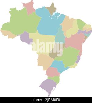 Vektor leere Karte von Brasilien mit Regionen oder Staaten und Verwaltungseinheiten. Editierbare und klar beschriftete Ebenen. Stock Vektor