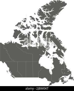 Vektor leere Karte von Kanada mit Provinzen und Territorien und Verwaltungseinheiten. Editierbare und klar beschriftete Ebenen. Stock Vektor