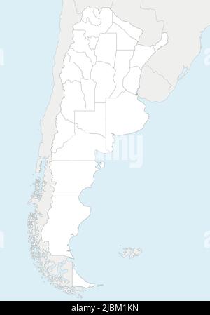 Vektor leere Karte von Argentinien mit Provinzen oder föderierten Staaten und Verwaltungseinheiten, und benachbarten Ländern und Territorien. Editierbar an Stock Vektor