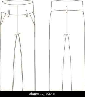 Technische Skizze der Damenhose mit Taschen Stock Vektor