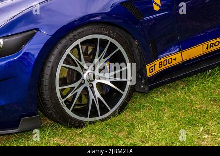 Michelin-Reifen auf Roush Supercharged GT 800 Ford Mustang, 5,0L in worden Park Motor Village, Leyland, Großbritannien Stockfoto