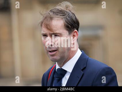 London, Großbritannien. 06.. Juni 2022. Der konservative Abgeordnete TOBIAS ELLWOOD wird in Westminster gesehen. Später heute wird Premierminister Boris Johnson mit einem Vertrauensvotum konfrontiert sein. Bildnachweis: Ben Cawthra/Sipa USA **KEINE Verkäufe in Großbritannien** Bildnachweis: SIPA USA/Alamy Live News Stockfoto