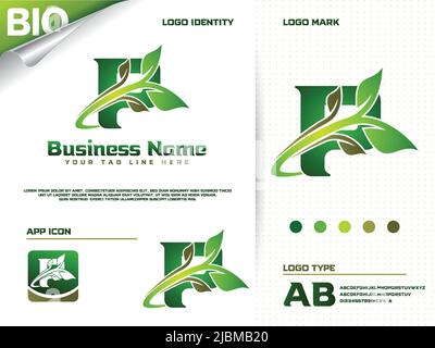 Anfangsbuchstabe P mit Green Leaf Logo Design Vektor Stock Vektor