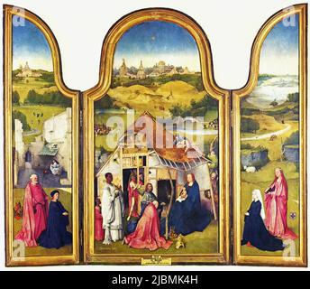 „Die Anbetung der Könige“. Triptychon von Hieronymus Bosch. Madrid, Prado. Stockfoto