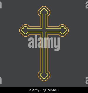 Symbol eines Kirchenkreuzes. Christentum religiöses Symbol. Auf grauem Hintergrund Stock Vektor