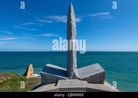 Monument en Hommage aux Rangers, sis à la pointe du Hoc, commune de Cricqueville-en-Bessin (Calvados) Stockfoto