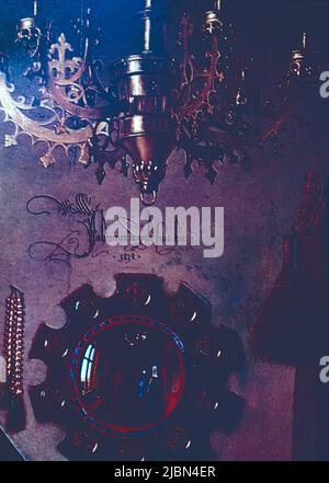 Detail der Unterschrift auf dem Arnolfini-Porträt, Gemälde des niederländischen Künstlers Jan van Eyck, 1434 Stockfoto