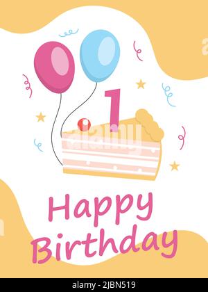 1 Jahre alt Geburtstag Vektor Illustration Vorlage Stock Vektor