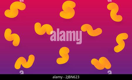 Abstrakt futuristisch fließenden Hintergrund. Helle, farbenfrohe, dynamische Formen. Violett-rosa Farbverlauf mit gelben 3D Formen. Banner mit fließenden flüssigen Formen Stock Vektor