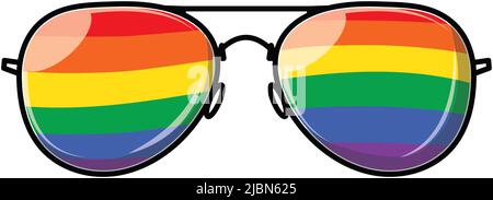 Regenbogen Sonnenbrille, Sonnenbrille mit Regenbogen Farben Stock Vektor