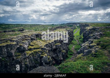 Canyon im Thingvellir National Park, Island Stockfoto