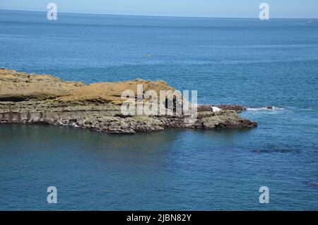 Ebbe auf Kosten von Biarritz Stockfoto