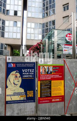 Wahlkampagne 2022, Wahlen zum Gesetzgeber, Lyon, Departement Rhône, REGION AURA, Frankreich Stockfoto