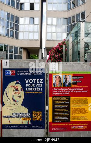 Wahlkampagne 2022, Wahlen zum Gesetzgeber, Lyon, Departement Rhône, REGION AURA, Frankreich Stockfoto