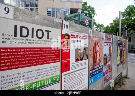 Wahlkampagne 2022, Wahlen zum Gesetzgeber, Lyon, Departement Rhône, REGION AURA, Frankreich Stockfoto