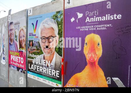 Wahlkampagne 2022, Wahlen zum Gesetzgeber, Lyon, Departement Rhône, REGION AURA, Frankreich Stockfoto