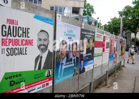 Wahlkampagne 2022, Wahlen zum Gesetzgeber, Lyon, Departement Rhône, REGION AURA, Frankreich Stockfoto