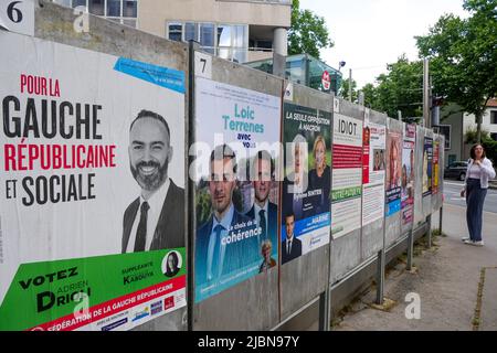 Wahlkampagne 2022, Wahlen zum Gesetzgeber, Lyon, Departement Rhône, REGION AURA, Frankreich Stockfoto