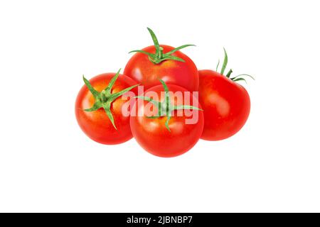 Tomate rotes Gemüse Haufen isoliert auf weißem Hintergrund. Solanum lycopersicum reife Frucht. Stockfoto