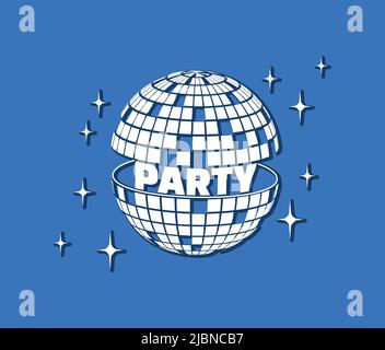 Disco Night Party Banner. Retro-Musikposter. Party Template Dj. 80s Disco Ball. Party 70s DJ. Nachtclub. Stock Vektor