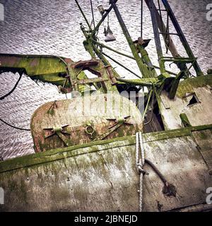 Detail des gekenppten Schiffes von oben Stockfoto