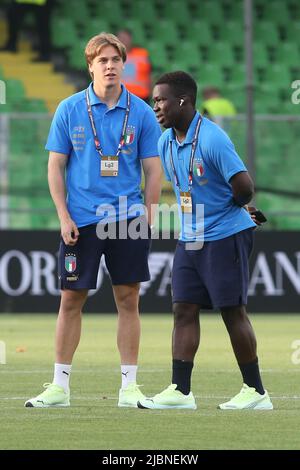 Cesena, Italien. 07.. Juni 2022. ROM, Italien - 07.06.2022: WILFRIED GNONTO (ITALIEN) vor dem Fußballspiel der UEFA Nations League 2023 zwischen Italien und Ungarn am 07. juni 2022 im Orogel Stadium-Dino Manuzzi in Cesena. Kredit: Unabhängige Fotoagentur/Alamy Live Nachrichten Stockfoto