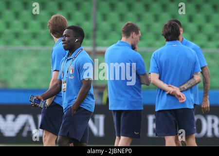 Cesena, Italien. 07.. Juni 2022. ROM, Italien - 07.06.2022: ITALIENISCHE MANNSCHAFT ) vor dem Fußballspiel der UEFA Nations League 2023 zwischen Italien und Ungarn am 07. juni 2022 im Orogel Stadium-Dino Manuzzi in Cesena. Kredit: Unabhängige Fotoagentur/Alamy Live Nachrichten Stockfoto