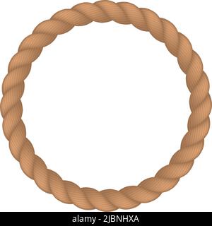 Dekorativer Seilrahmen. Kordelkreis. Jute, runder Rand Stock Vektor