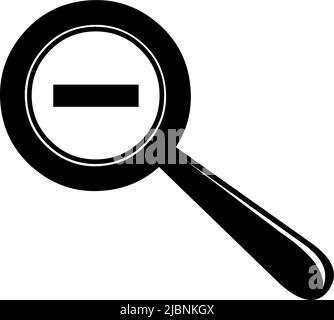 Vektorsymbol Illustration einer Lupe mit dem Minuszeichen, im Konzept der Verkleinerung oder Verkleinerung Stock Vektor