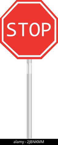 Vektordarstellung des Stoppverkehrs oder der Straßenbeschilderung auf einer Stange Stock Vektor