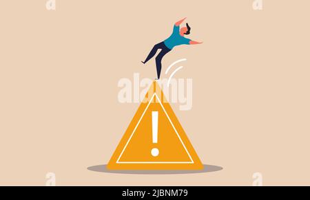Fehlerrisiko Geschäftsausfall und kritisches Fehlerproblem. Wartungsunfall und Vorsicht Vektor Illustration Konzept. Achtung fallen Zeichen und Schmerzen a Stock Vektor