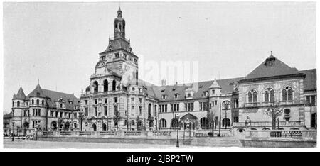 Bayerisches Nationalmuseum in München vom Architekten Gabriel von Seidl. Veröffentlichung des Buches 'Meyers Konversations-Lexikon', Band 2, Leipzig, Deutschland, 1910 Stockfoto