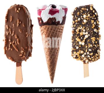 Cherry Ice Cream isoliert auf weißem Hintergrund Stockfoto