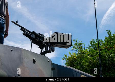 Leopard 2A6 Hauptkampfpanzer, portugiesische Streitkräfte. NATO-Länder. Stadtkriegzonen Bewegungen. Stockfoto