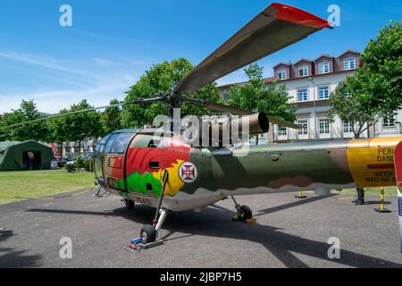 Portugiesische Luftwaffe, Hubschrauber SE 3160 Alouette III. Hubschrauberflug. Portugiesischer Air Fore Airline Hubschrauber. Stockfoto