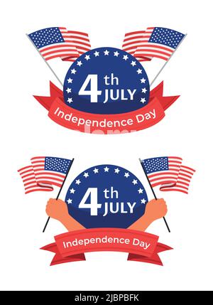 4.. Juli die American Independence Day Abzeichen gesetzt. Stock Vektor