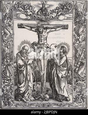 Christus am Kreuz zwischen der Jungfrau und dem heiligen Johannes von Albrecht Dürer (1471-1528) Stockfoto