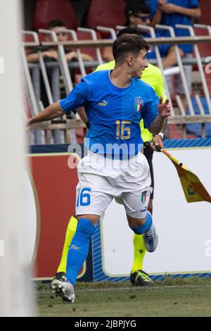 San Benedetto Del Tronto, Italien. 07.. Juni 2022. Aldo Florenzi von Italien U20 in Aktion während des Internationalen Freundschaftsspiels zwischen Italien U20 und Polen U20 im Stadio Riviera delle Palme am 7. Juni 2022 in San Benedetto del Tronto, Italien. © Foto: Cinzia Camela. Kredit: Unabhängige Fotoagentur/Alamy Live Nachrichten Stockfoto