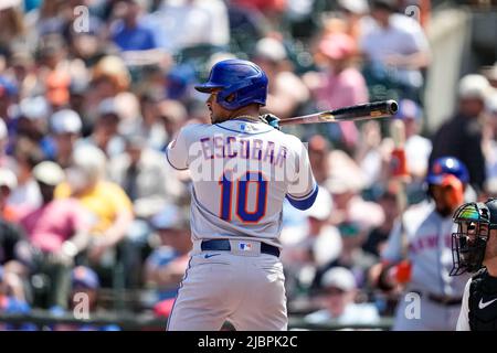 Der New York Mets Infielder Eduardo Escobar (10) bei einem MLB-Spiel zwischen New York Mets und San Francisco Giants im Oracle Park in San Franci Stockfoto