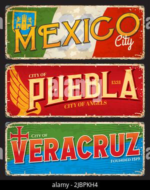 Mexiko cITY vintage Metall Schilder. Retro Souvenir oder Postkarte Vorlage.  Nach Mexiko willkommen Stock-Vektorgrafik - Alamy