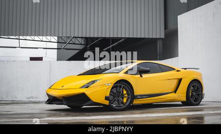 Gelbe Lamborghini Gallardo Superleggera in KL Stockfoto