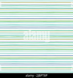 Hintergrund mit Streifenmuster. Vektor nahtlose Wiederholung Design von strukturierten horizontalen Streifen in blau und grün. Stock Vektor